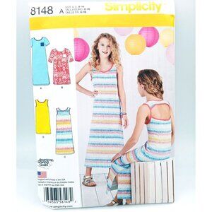 Simplicity Pattern 8148 Sz US 8-18 Girls Knit Dresses 2 Lengths Clothes Uncut